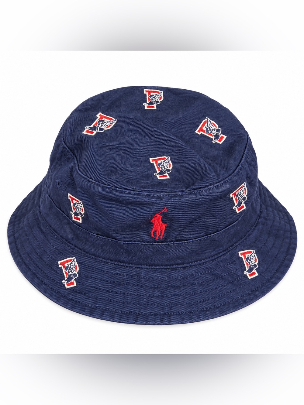 Polo by Ralph Lauren Navy Bucket Hat with Red Embroidered Pony and Motif